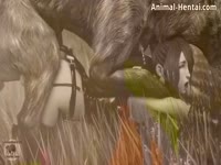 [ Beastiality Hentai XXX Video ] Hung beast gets to use a moaning hentai slut in a forest